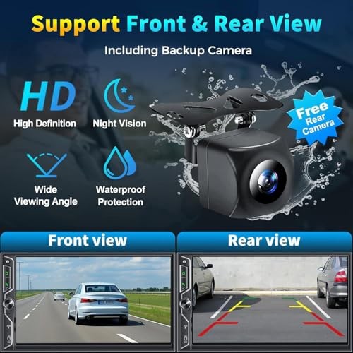 7 Inch Double Din Car Stereo with Wireless CarPlay and Android Auto,