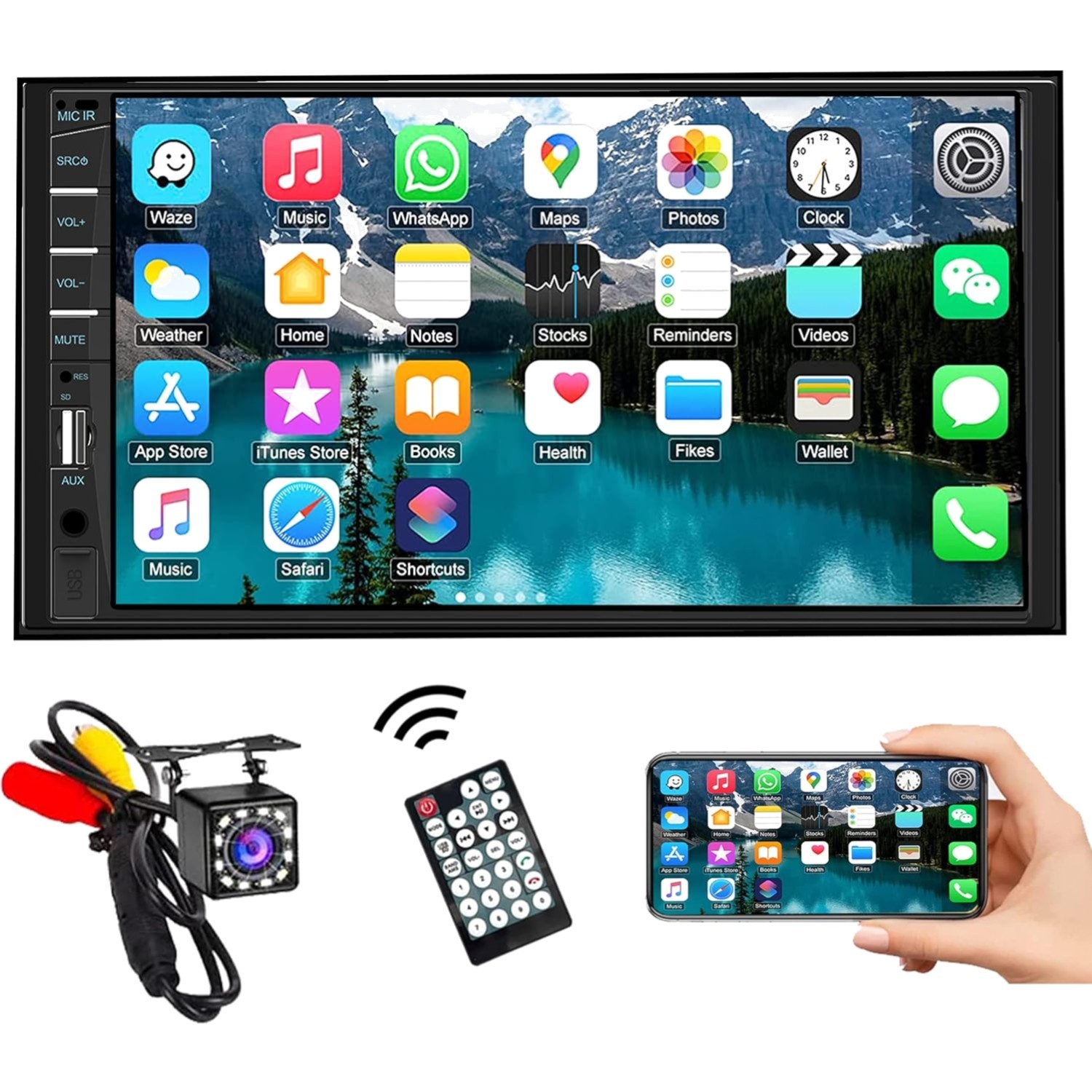 Touchscreen Double Din Car Stereo with Bluetooth & Navigation Features