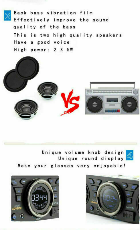 SD Car Radio Stereo MP3 Player Speaker In-Dash 12V 1 Din Bluetooth FM AUX USB TF
