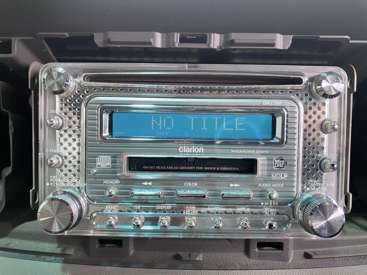Clarion DMZ266 MDLP AUX 2-DIN CD MD Player Car Audio Head Unit Deck Used Japan