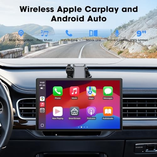 Carplay Screen for Car, 9” Wireless CarPlay & Android Auto- Upgrade 9 inch