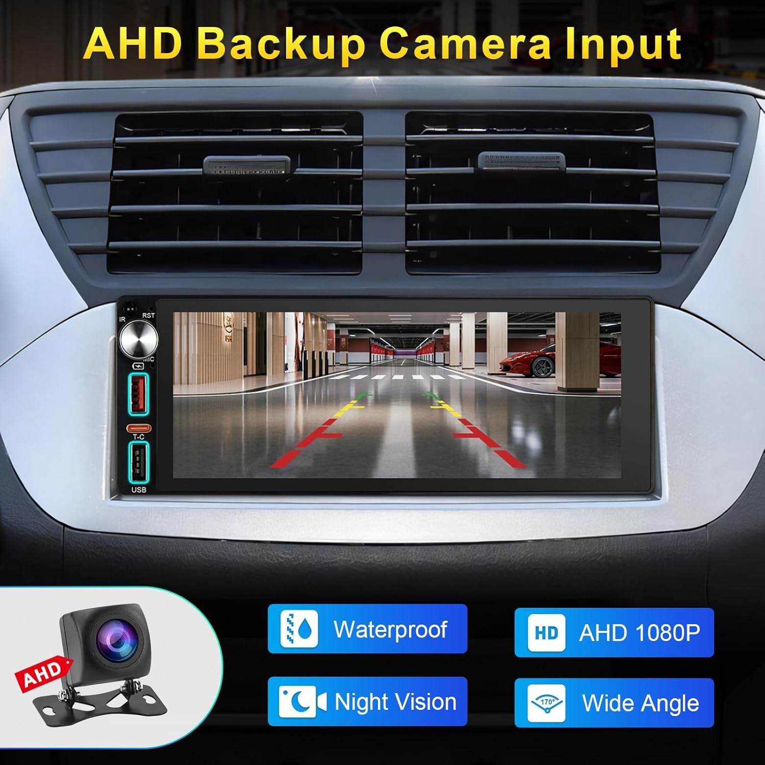 6.9 Inch Single Din Touchscreen Radio with Wireless Apple CarPlay & Android Auto