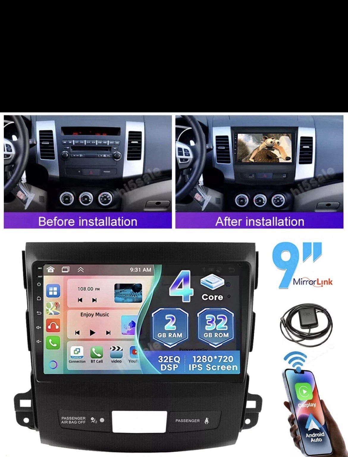 32GB Android 13 Carplay Car Radio GPS Stereo For Mitsubishi Outlander 2006-2012