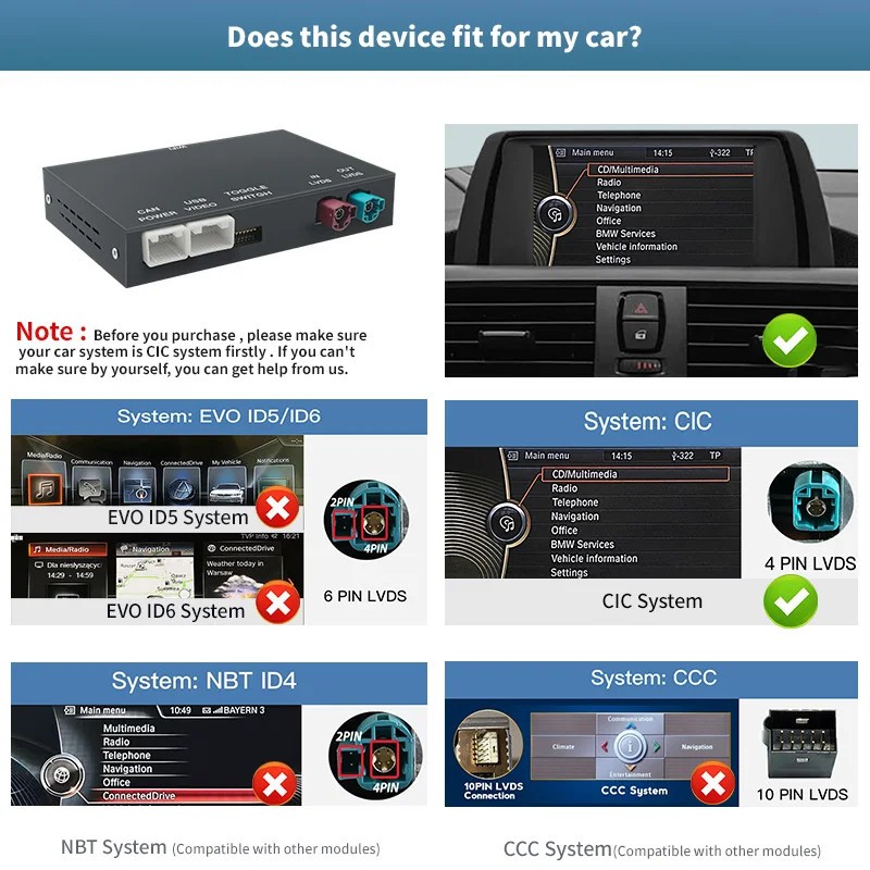 Wireless CarPlay/ Android Auto Kit For BMW CIC NBT Solution Retrofit 2008-2012
