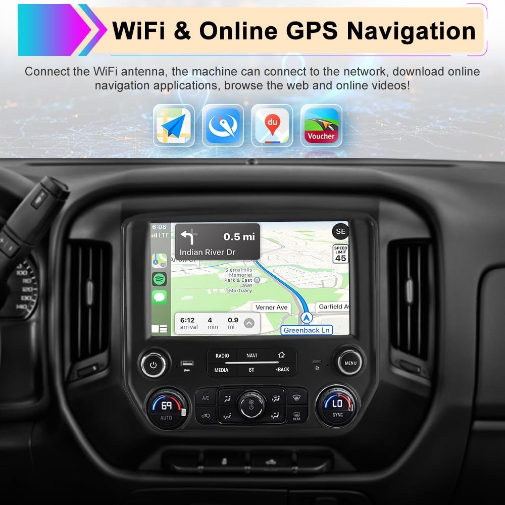 10.1″ Chevy Silverado/GMC Sierra Car Stereo | Wireless CarPlay, Backup Camera