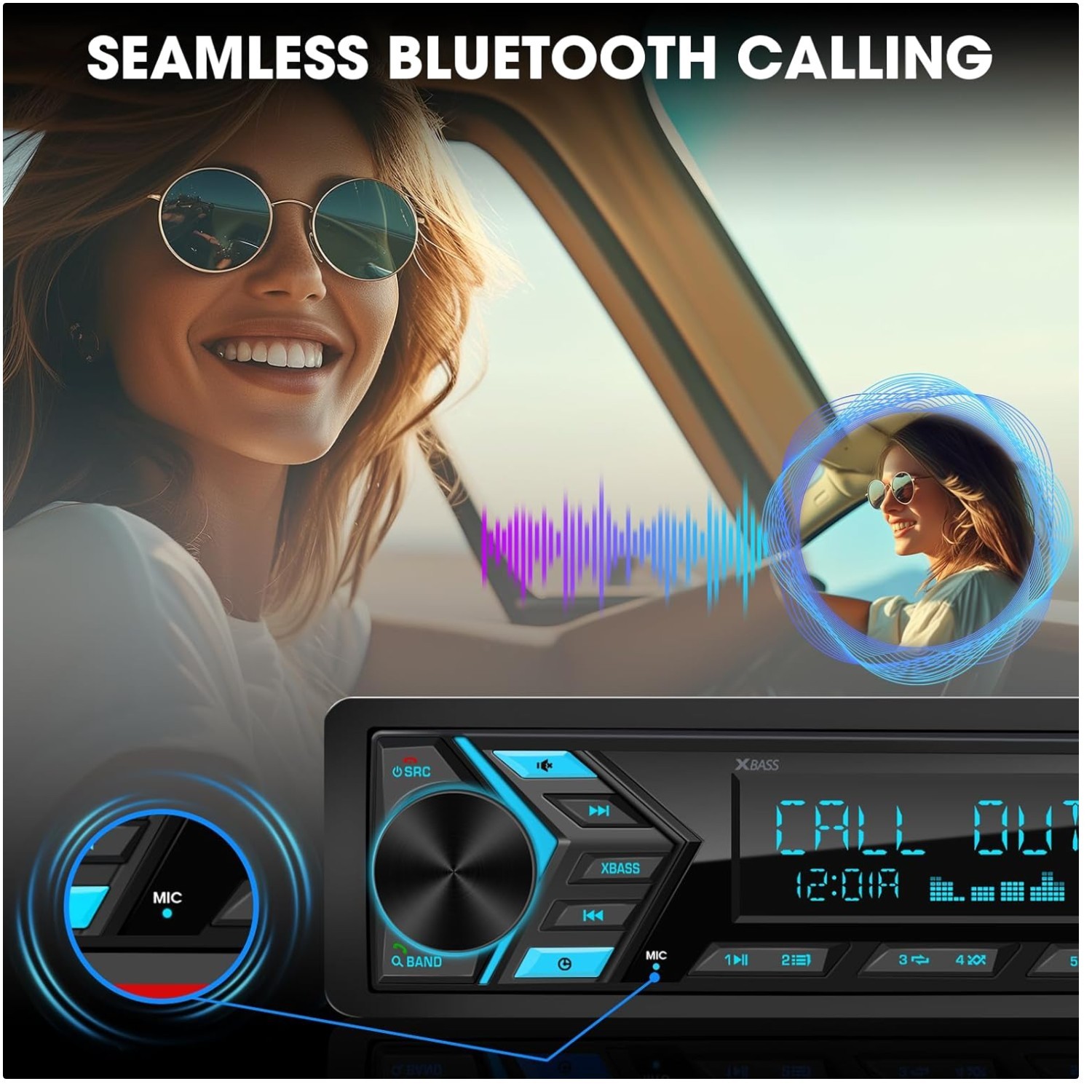 Single Din Car Radio Bluetooth MP3 Player USB Fast Charging
