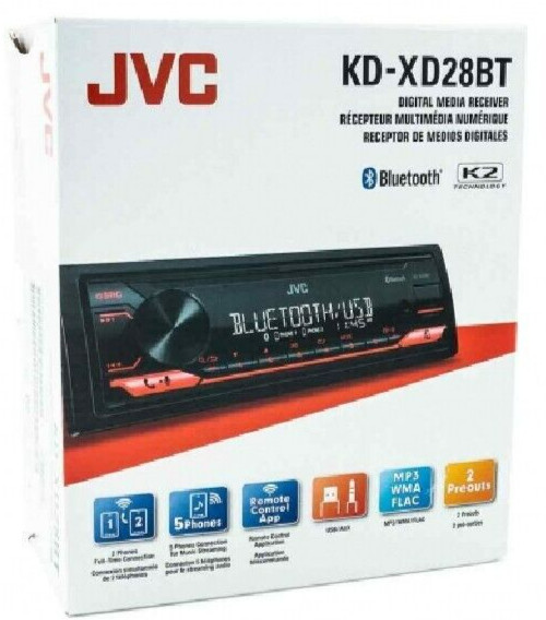 JVC KD-XD28BT Bluetooth Media Player Car Stereo Android iPhone MP3 AM FM USB Aux