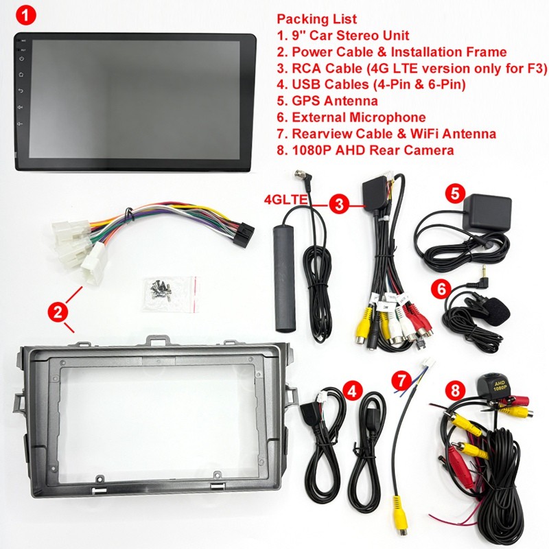 8 Core 64GB Android Car Radio For Toyota Corolla 2006-2012 Carplay Navi GPS WIFI