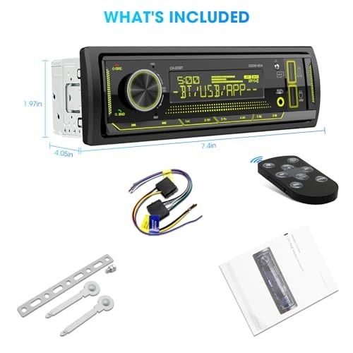 Single Din Bluetooth Marine Radio AM FM Tuner LCD Display USB AUX In