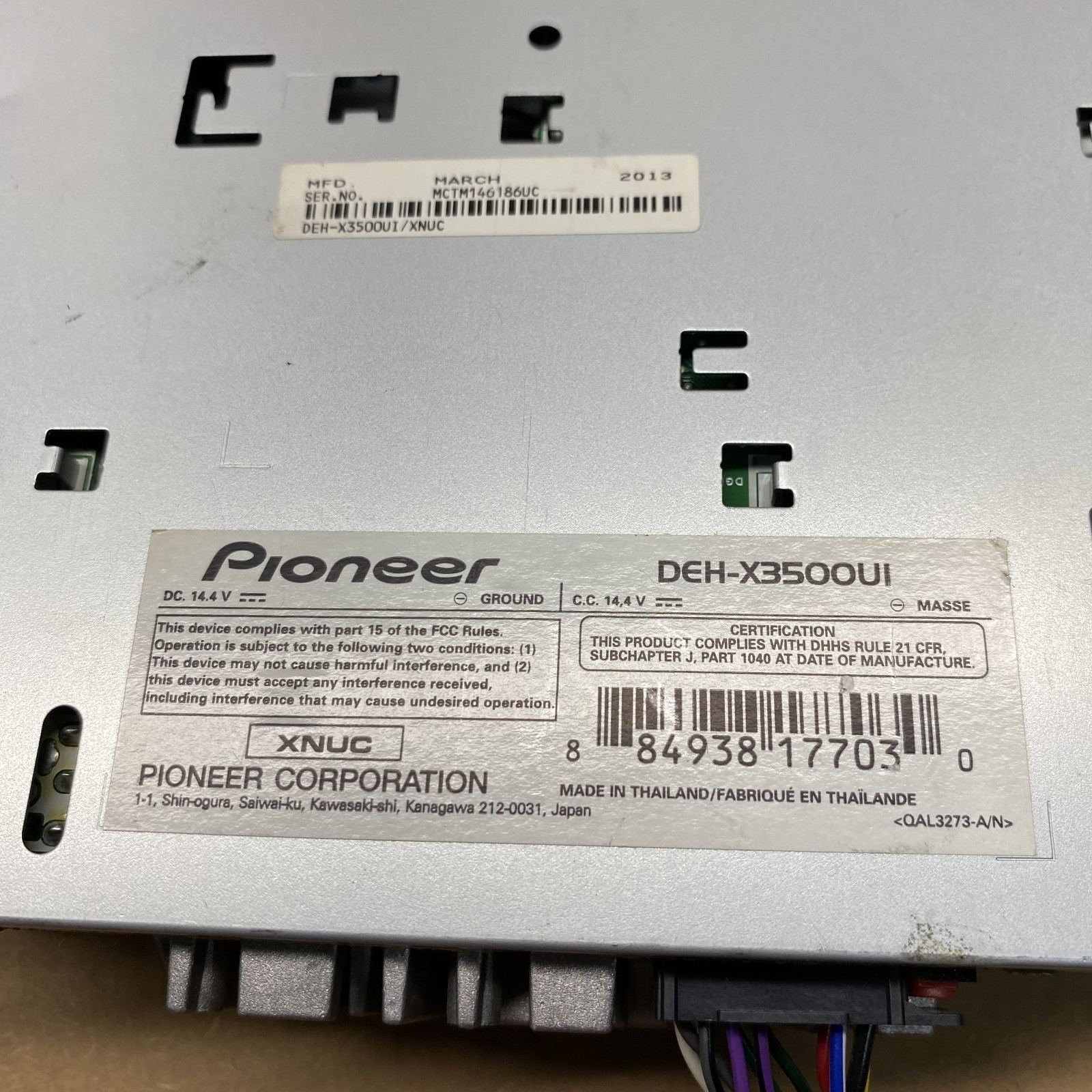 Pioneer DEH-X3500UI Mixtrax AM FM CD Player Radio Receiver