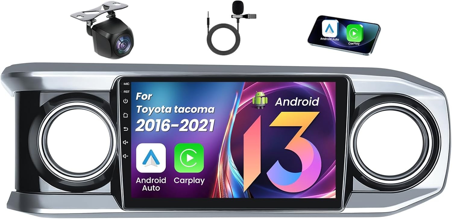 Android 13 Apple CarPlay Car Radio GPS Nav BT Stereo For Toyota Tacoma 2016-2023