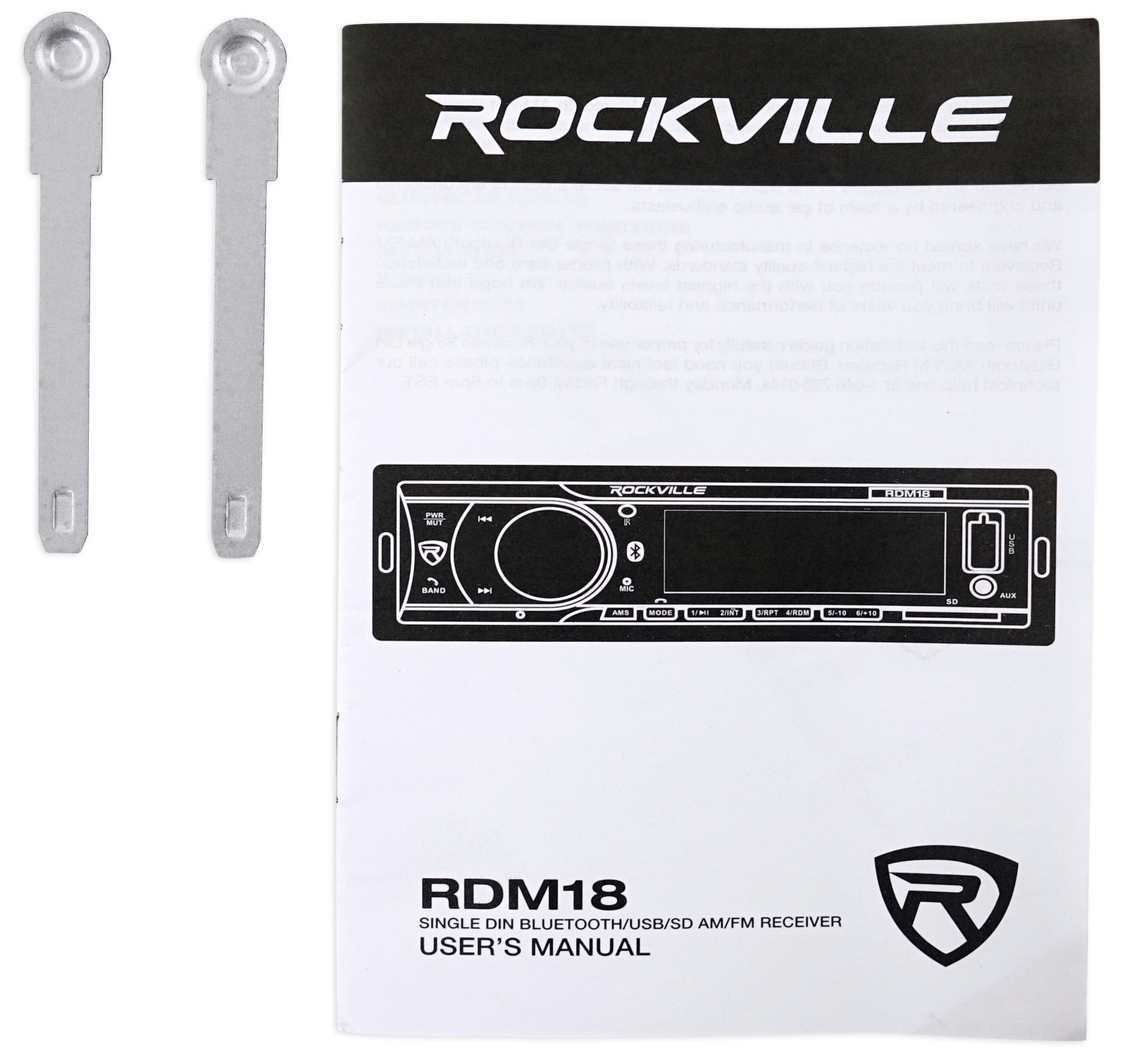 Rockville RDM18 In-Dash Car Digital Media Receiver w/ Bluetooth MP3 USB/SD+Cable