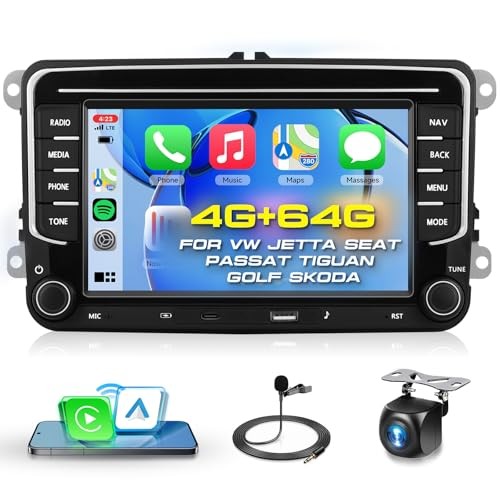 Type-C+USB Car Radio for VW Jetta Seat Passat Tiguan Golf Skoda with 4G+64G