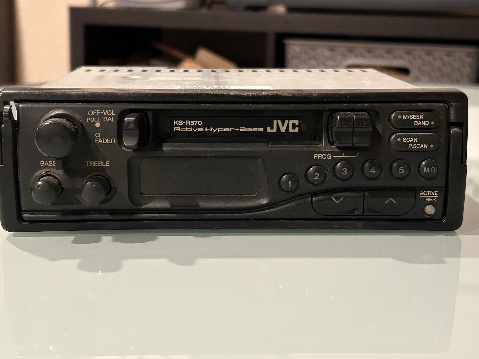 JVC KS-R570 Vintage AM/FM Cassette Car Stereo Active Hyper-Bass Pull-Out