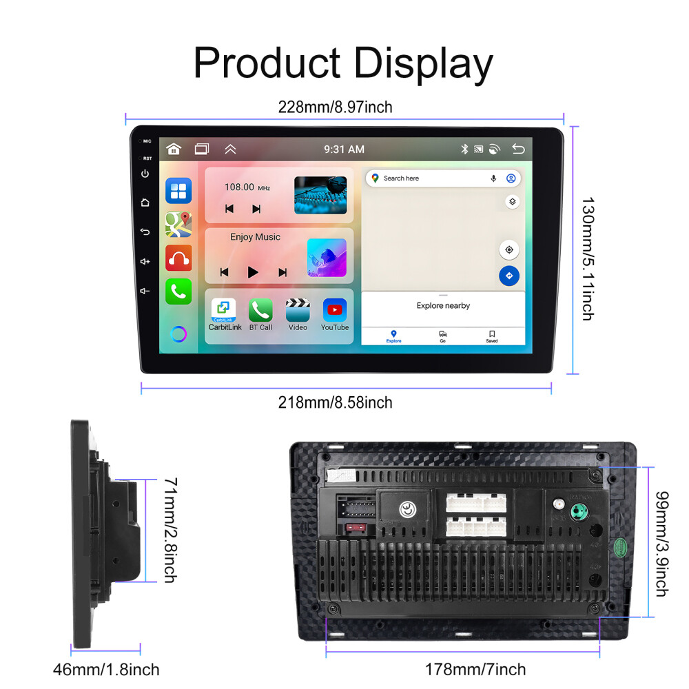 6G+128G 8 Core 2 Din CarPlay Car Stereo Radio Android 13.0 GPS Navi DSP WIFI IPS