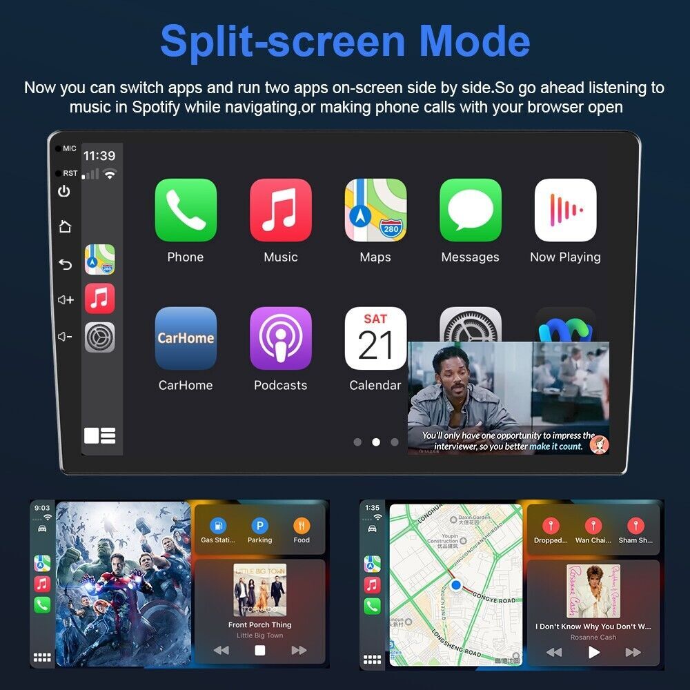 10inch Android 12 Car Stereo Apple Carplay Android Auto GPS WiFi 2Din Head Unit
