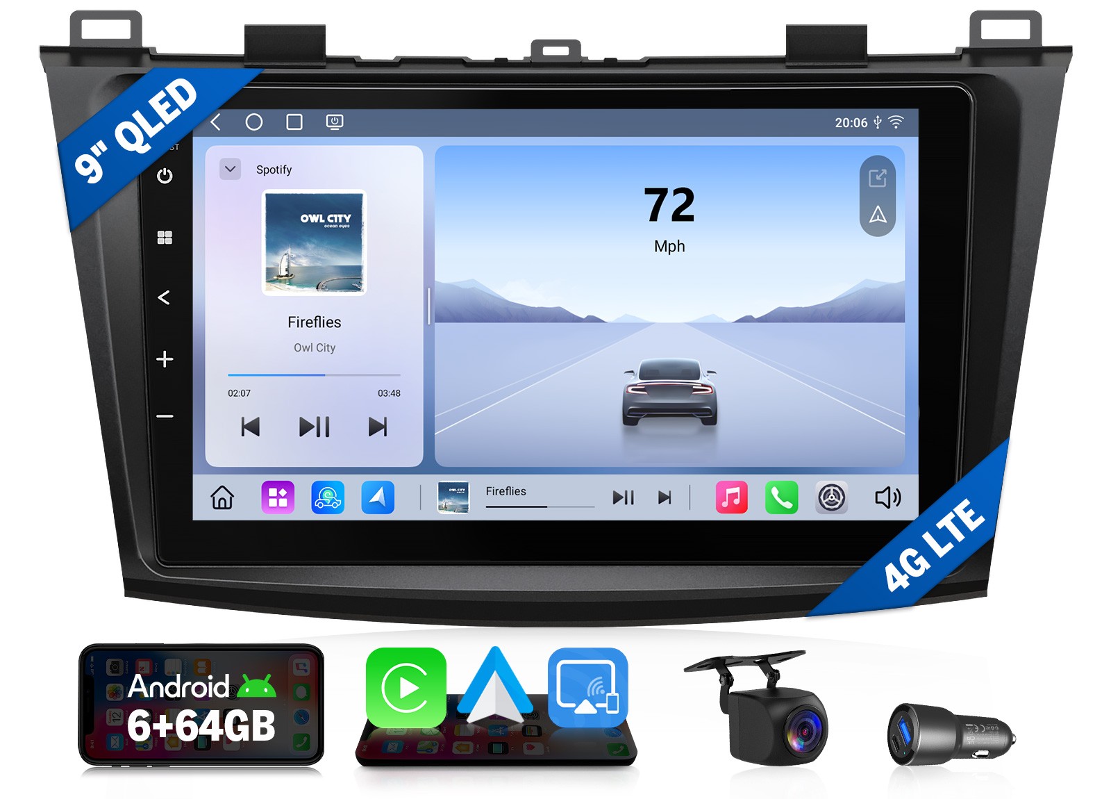 9″ 6+64GB for Mazda3 Bose 10-13 Android Auto 13 Car Radio CarPlay GPS 4G LTE RDS
