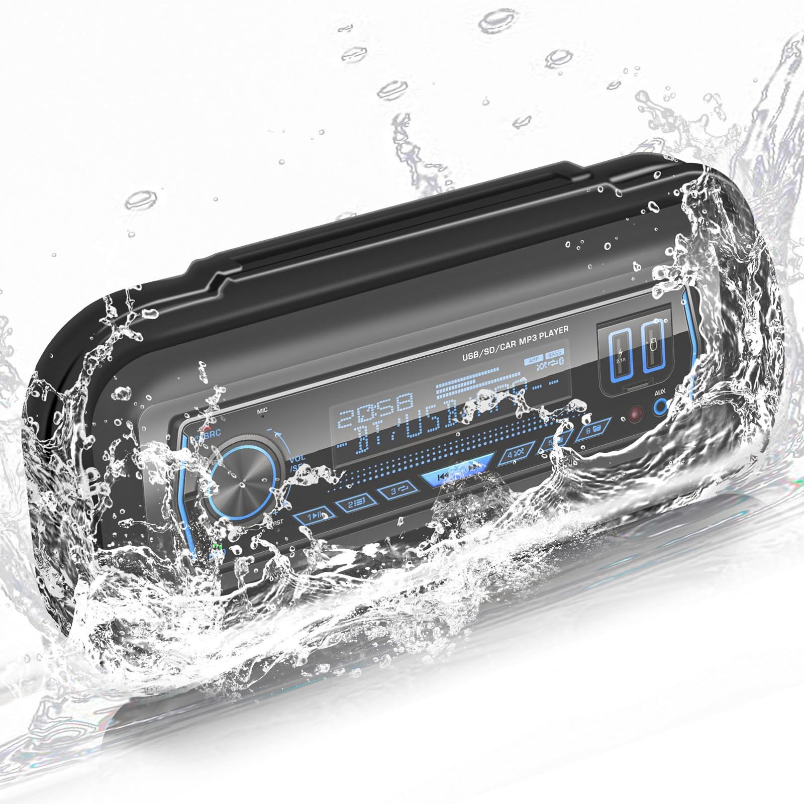 Water Resistant Marine Radio Cover – Boat Stereo Splash Guard Housing – Black