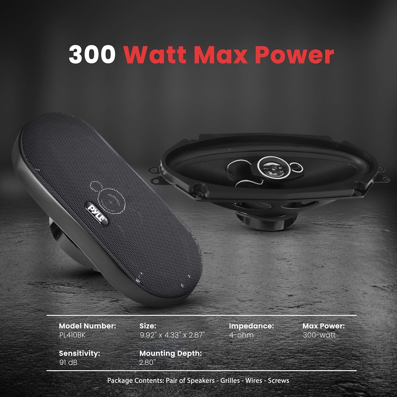 Altoparlanti Auto Triassiali 4×10 300W 3 Vie Audio Forte per Supporto Porta Veic