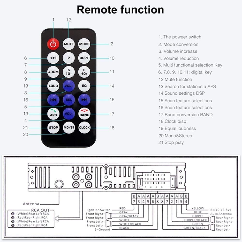 1 Din Bluetooth Audio Receiver with RDS, Dual USB, and AUX Input – Compact Fit