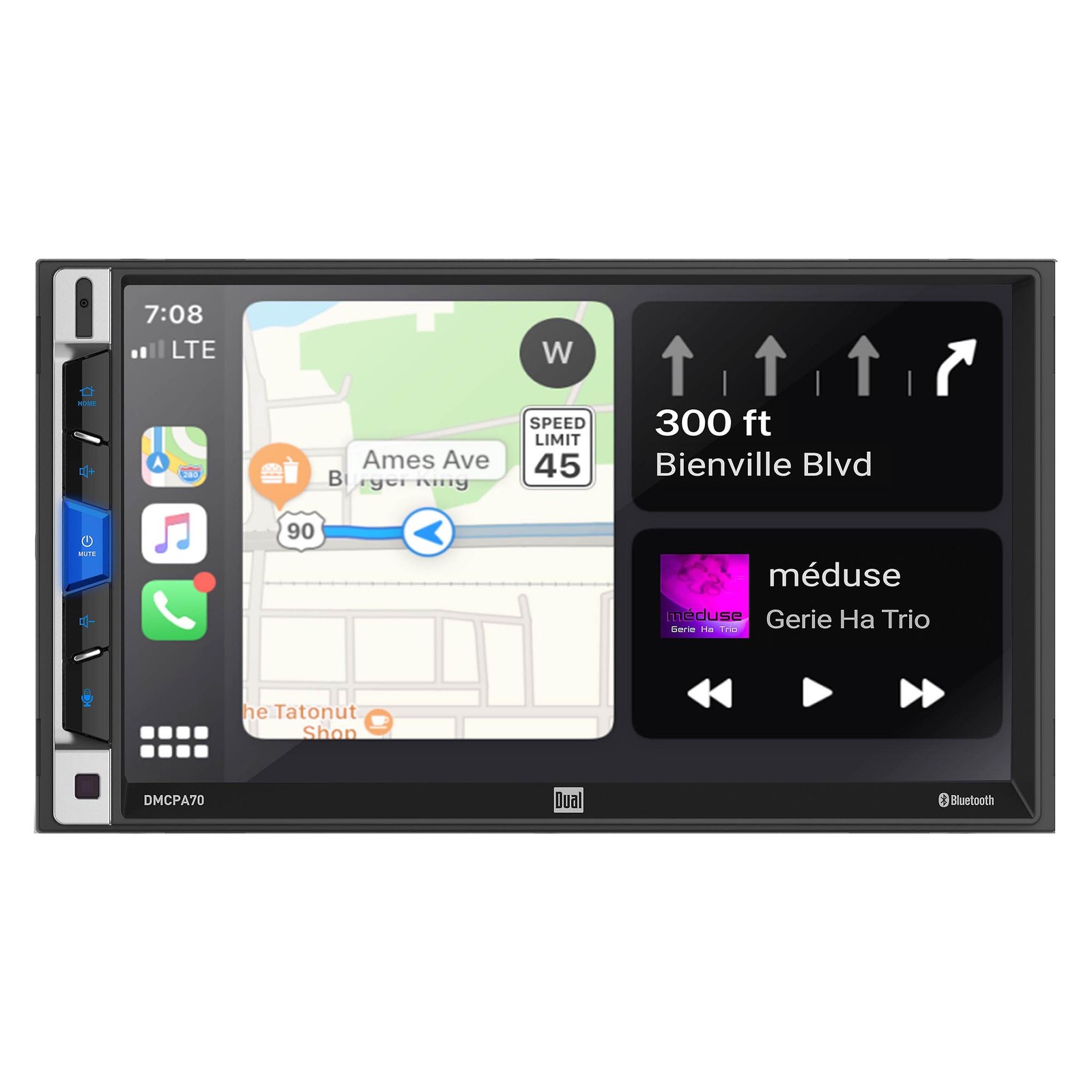 Dual RESTORED DMCPA70 7″ AV Media Receiver with Apple CarPlay and Android Aut…