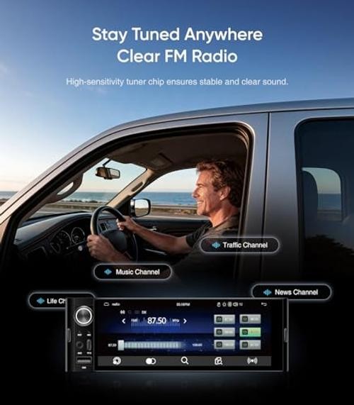 6.36″ Single Din Car Stereo with CarPlay and Android Auto, Universal Old Car