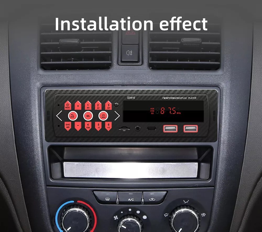Single DIN Car Audio Stereo Bluetooth MP3 USB/SD/FM Radio Steering Wheel Control