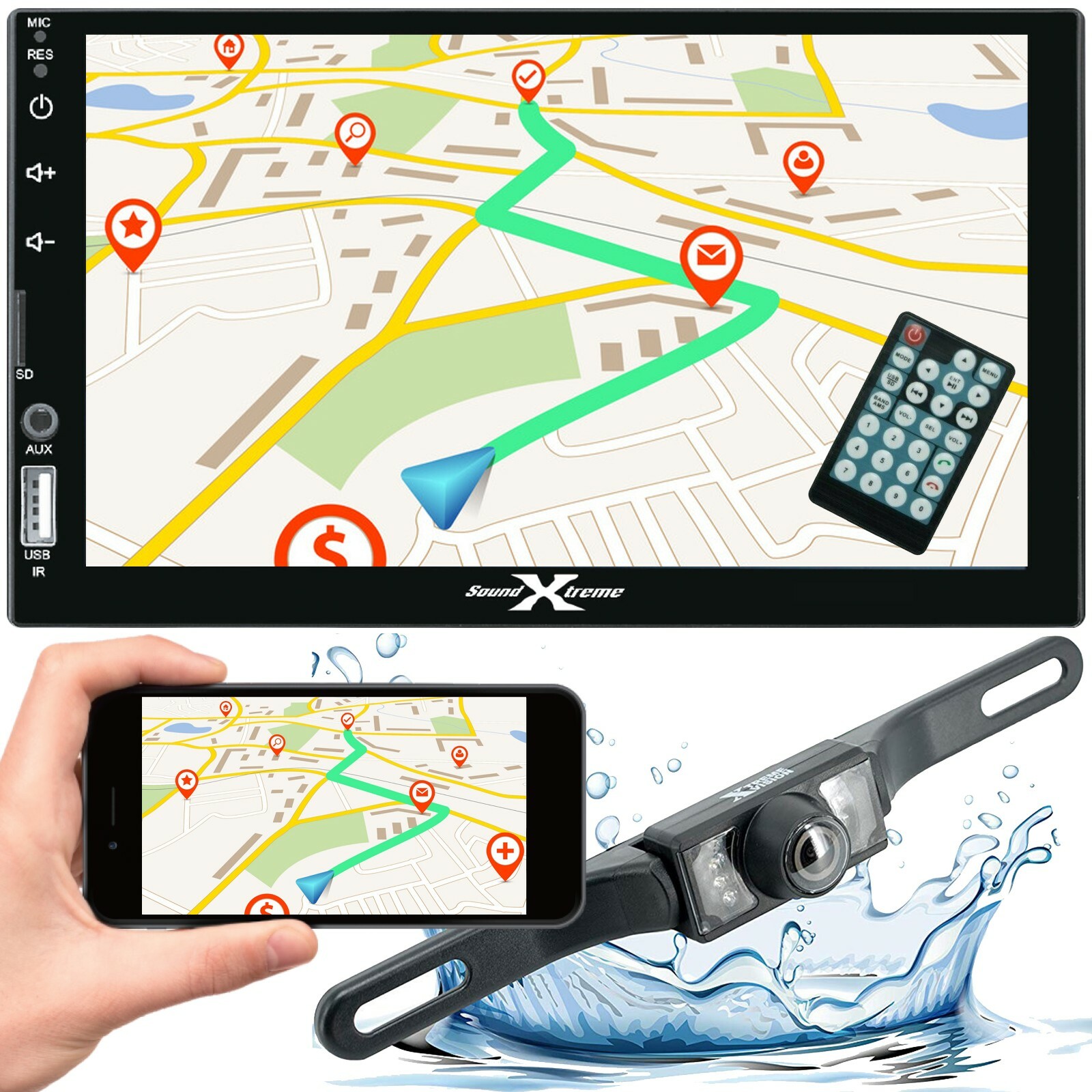 ST-X6500BT Double Din 7″ MP3 Player Touchscreen USB w/ BT, MIRRORLINK + CAM3
