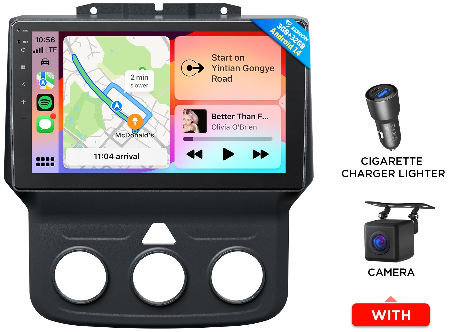 9″ Android 14 For RAM 1500 2013-2018 Car Stereo Apple CarPlay Backup Camera DSP