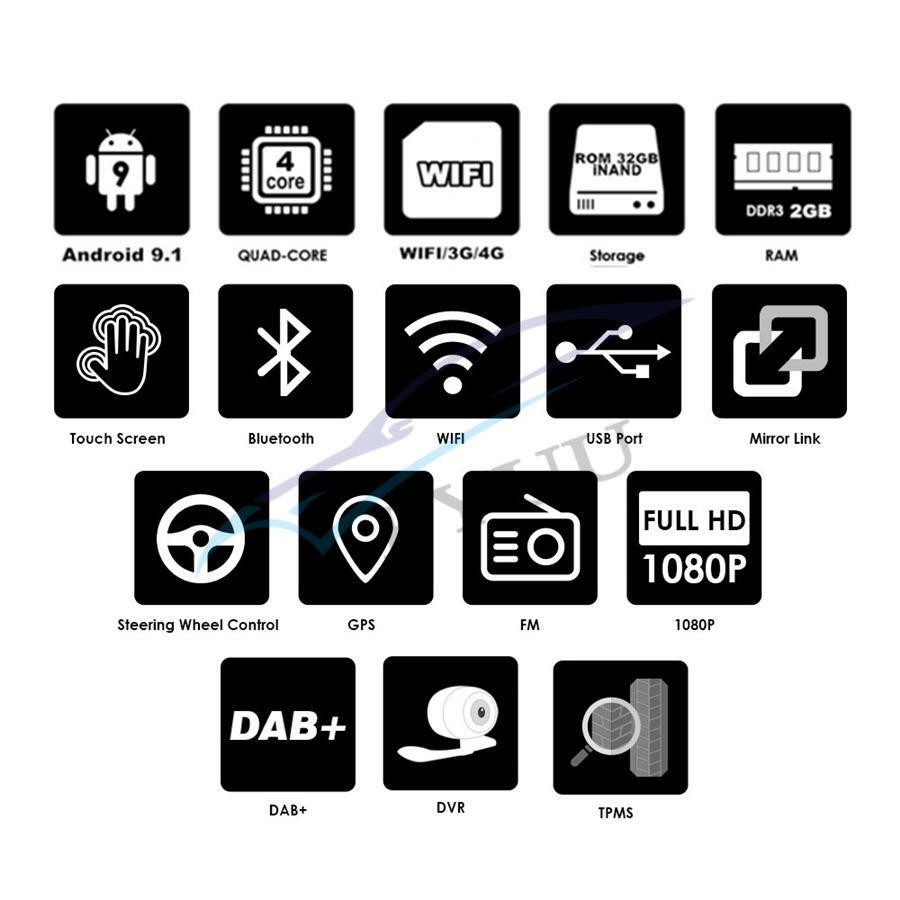 Car Android 9.1 HD Quad-core 10.1″ GPS Wifi RAM 2GB ROM 32GB For 08-12 Accord