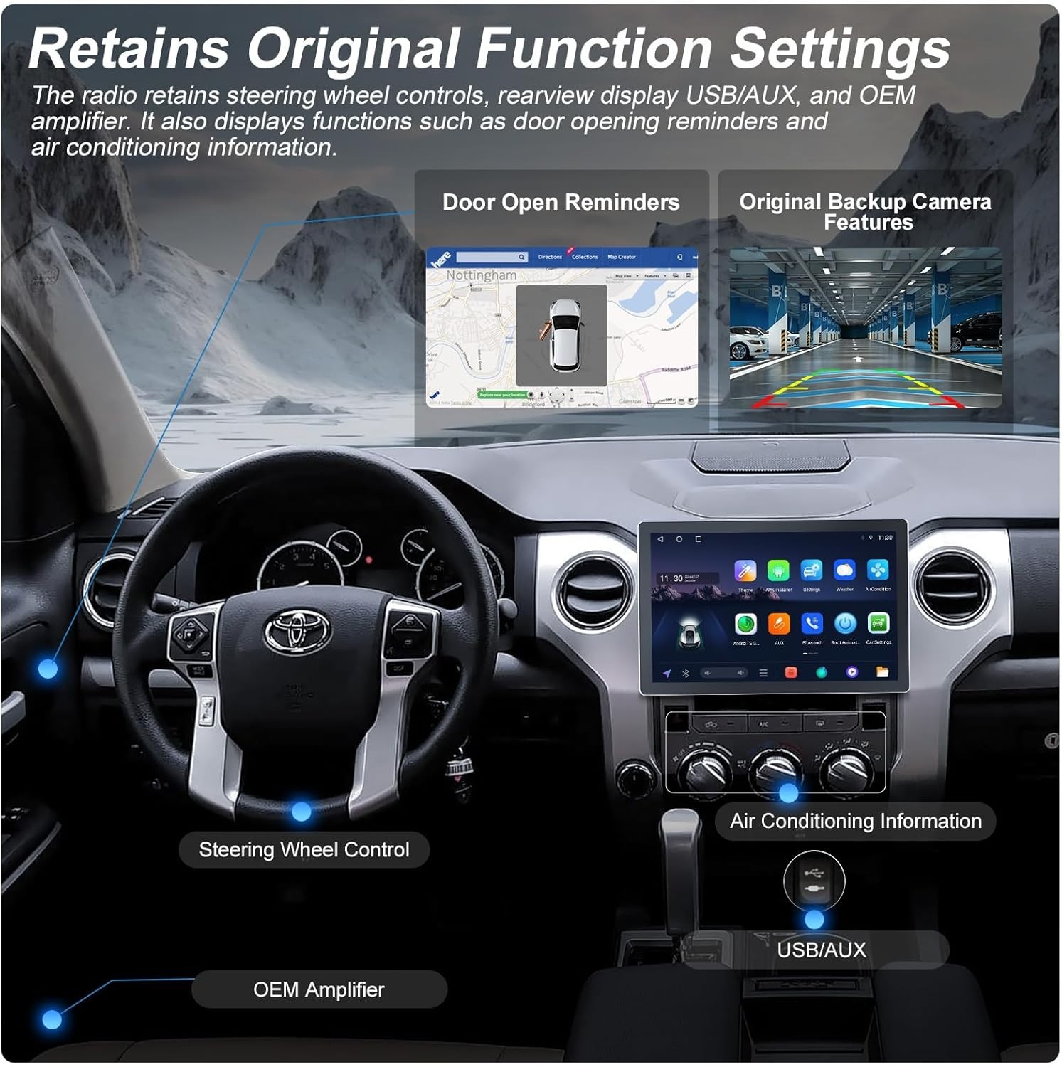 13.1″ Car Radio Stereo Upgrade For 14-19 Toyota Tundra 8-CORE With CarPlay