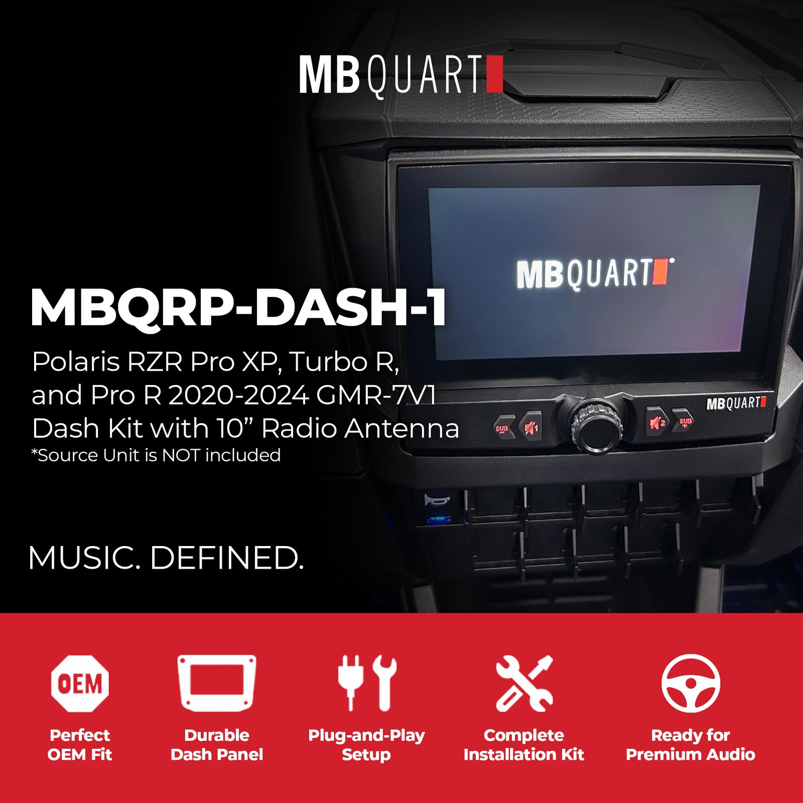 MB Quart Dash Kit with Harness for 2020-2024 Polaris RZR Pro XP, Turbo R & Pro R