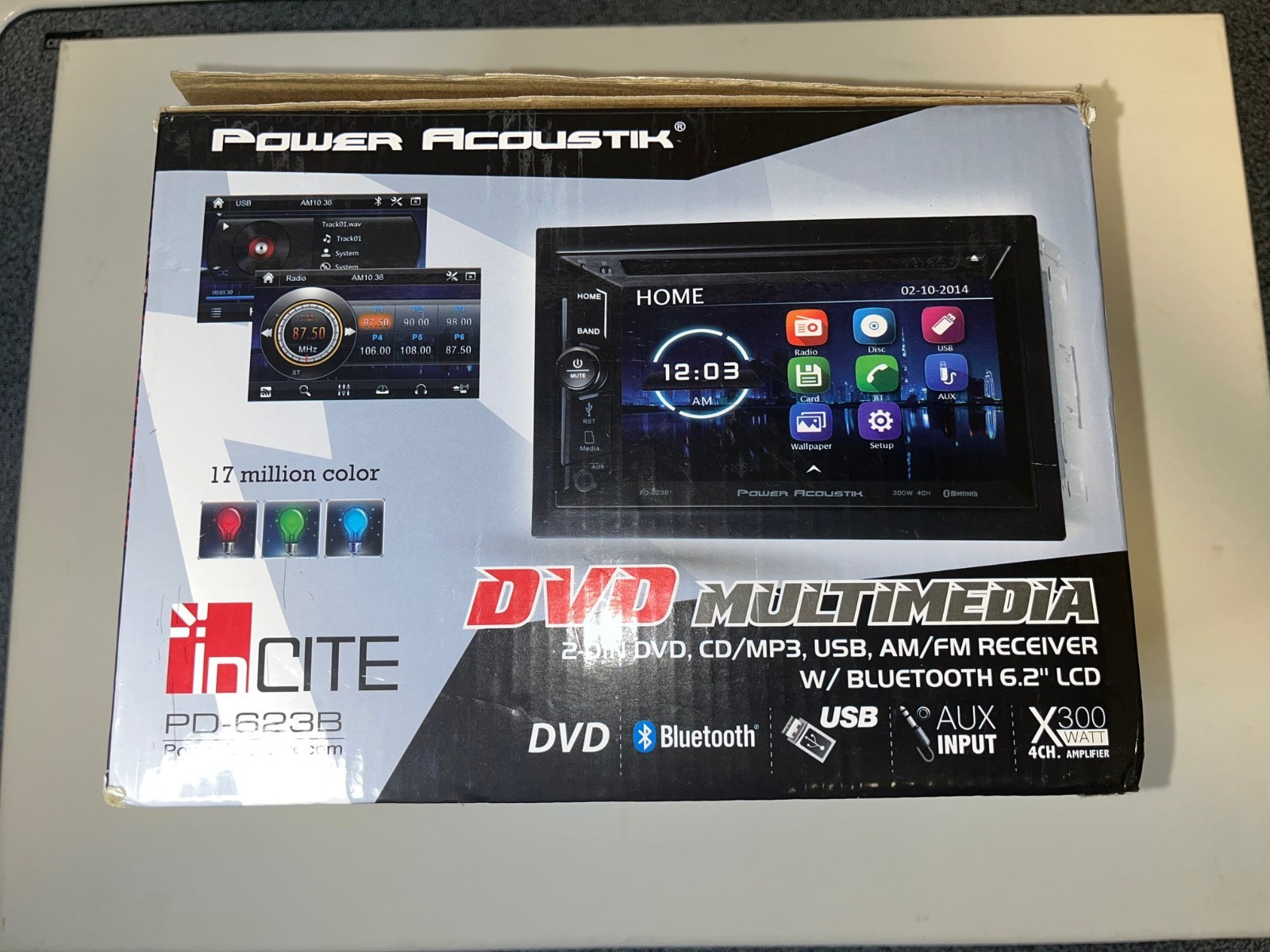 Power Acoustik PD623B 6.2″ CD DVD Bluetooth USB AUX 300W Amplifier Car Stereo