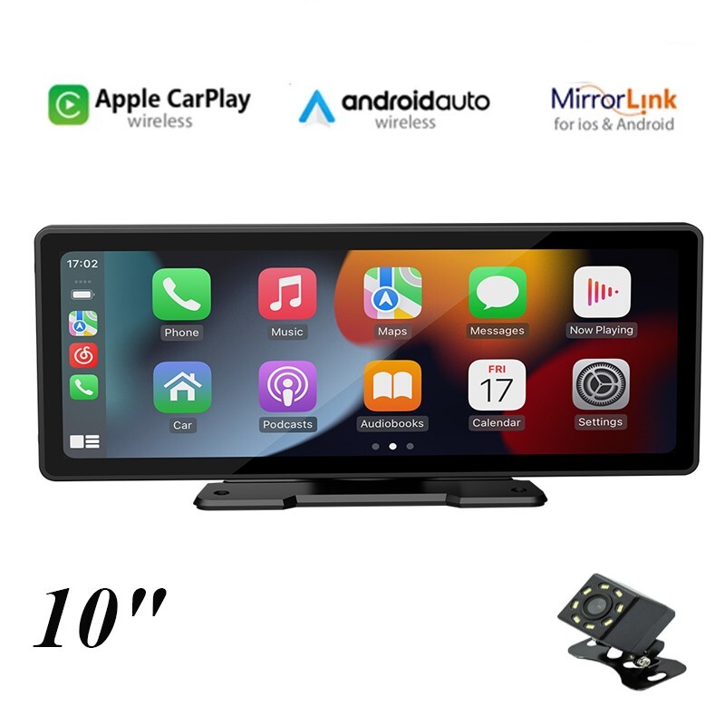 10″ Portable Smart Multimedia Player Carplay Android Auto FM USB Mp5 Cam In AUX
