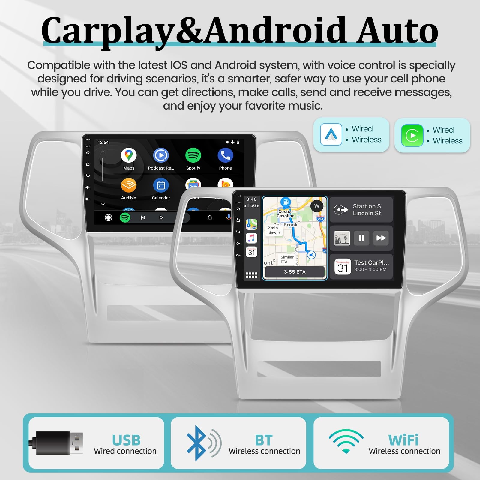 8Core 64G 9″Stereo Carplay 5G WiFi GPS FM SWC For Jeep Grand Cherokee 2011-2013