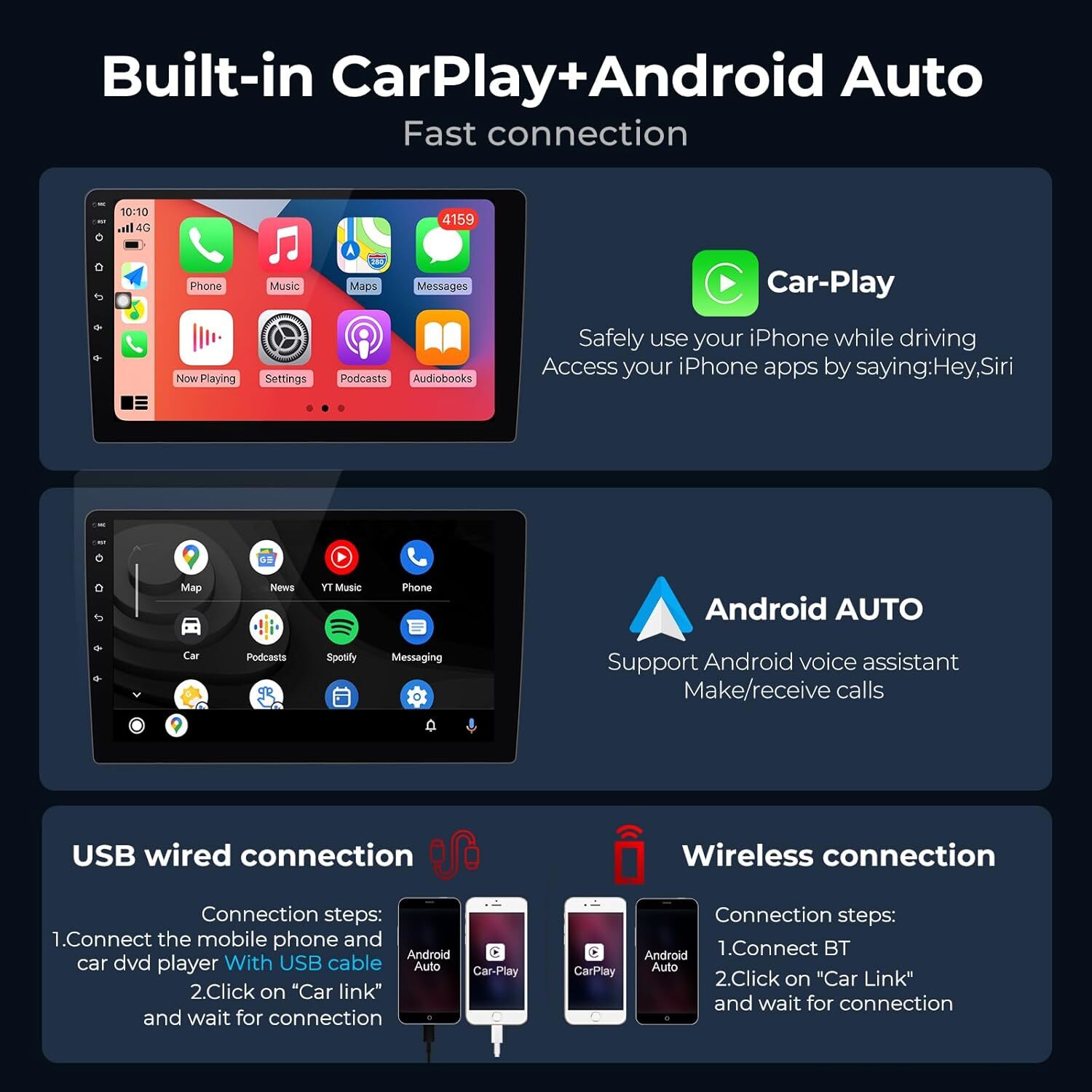 64GB Apple CarPlay Android Car Stereo GPS Radio +CAM For Jeep Patriot/Compass