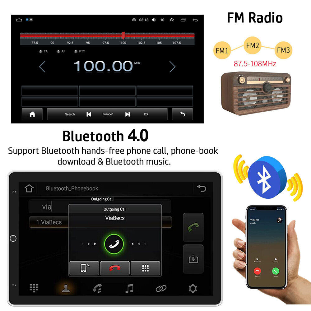 Carplay Universal Android 13 Car GPS Radio Navi 2Din Stereo Head Unit BT WiFi FM