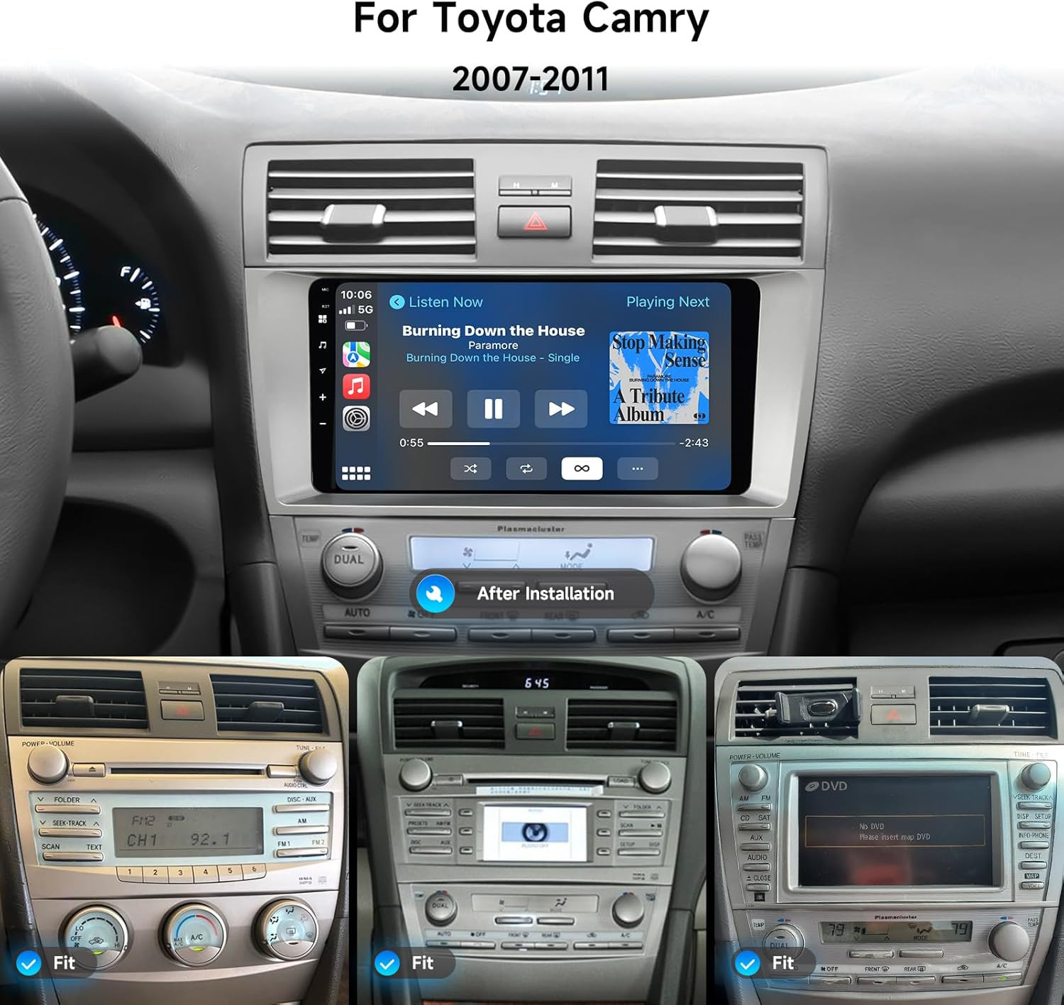 Ruarken Android 13 Car Stereo for Toyota Camry 2007-2011 DTS Navi Radio BT WiFi