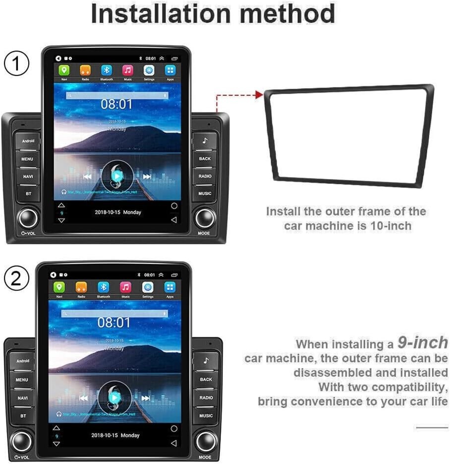 9.7” Double Din Android Car Stereo with Wireless Carplay Android Auto, Vertical