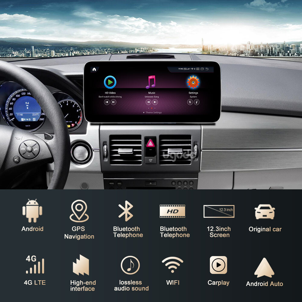 Ugode 12.3inch Android Screen Upgrade Stereo Mercedes Benz GLK 2009-2012 NTG4.0