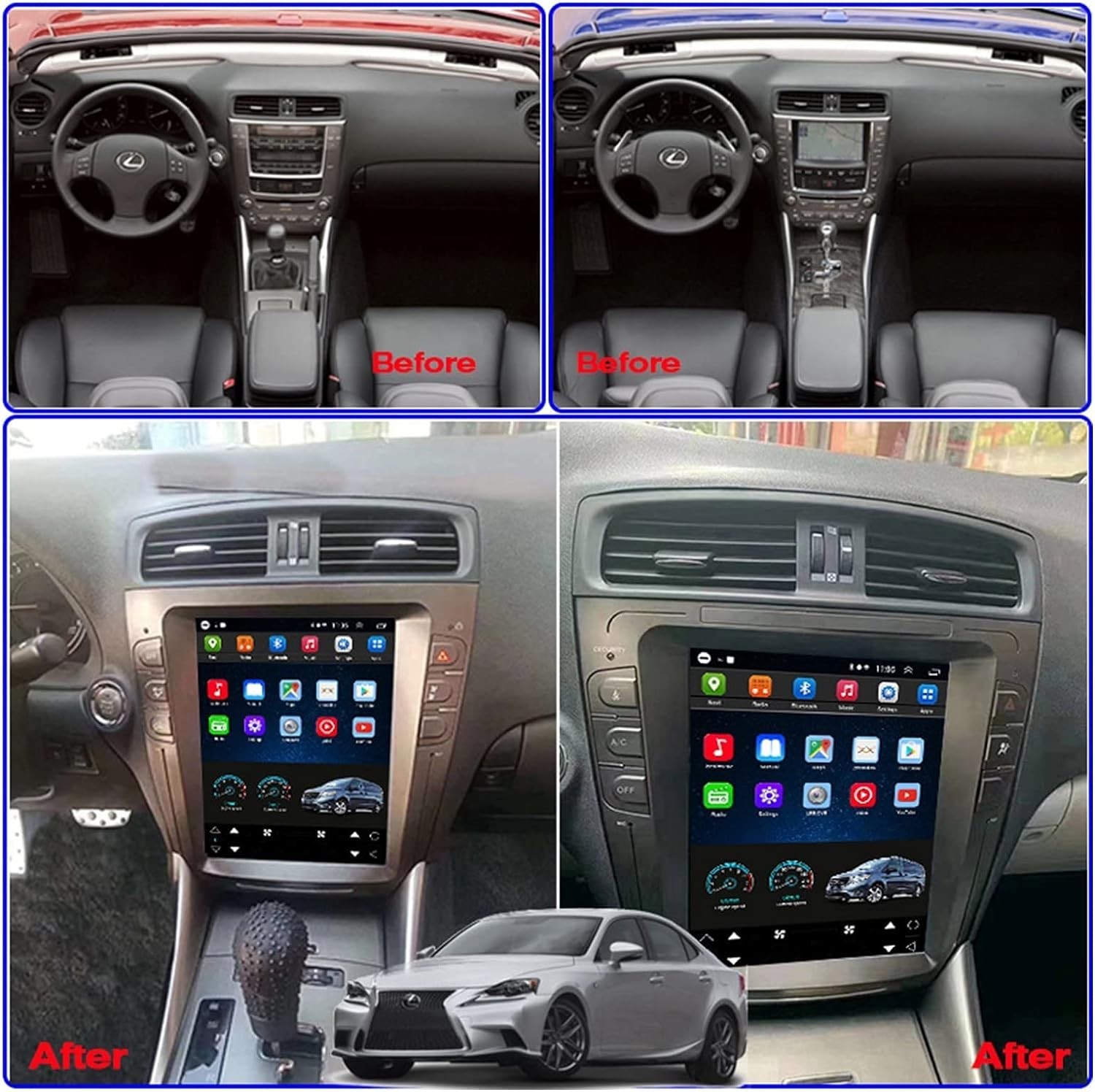 10.4″ Android 13 Car Radio GPS Carplay Screen Navigation For lexus IS250 IS350