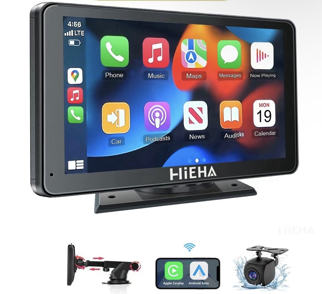 Hieha 7″ Double DIN Car Stereo Apple Carplay Android Auto Compatible