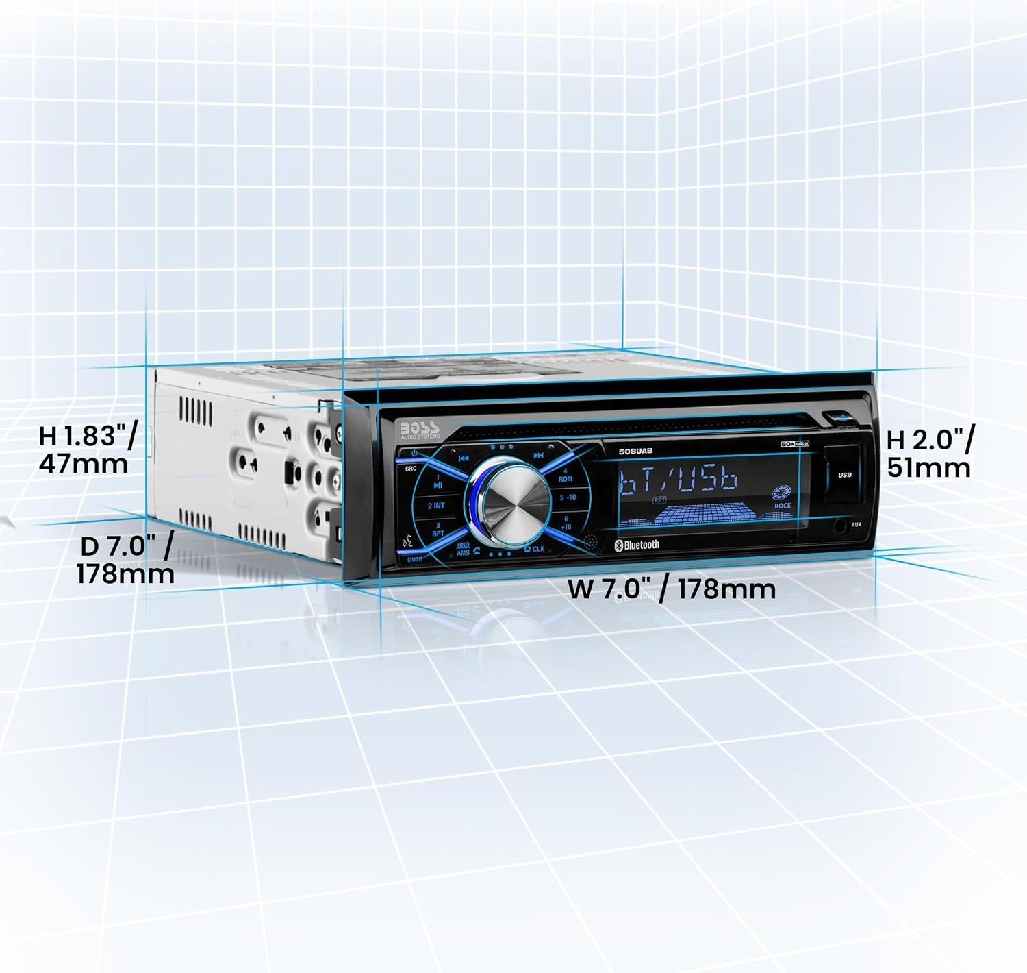 Explore Superior Audio with the 508UAB Bluetooth Car Stereo: CD, USB + Aux-in