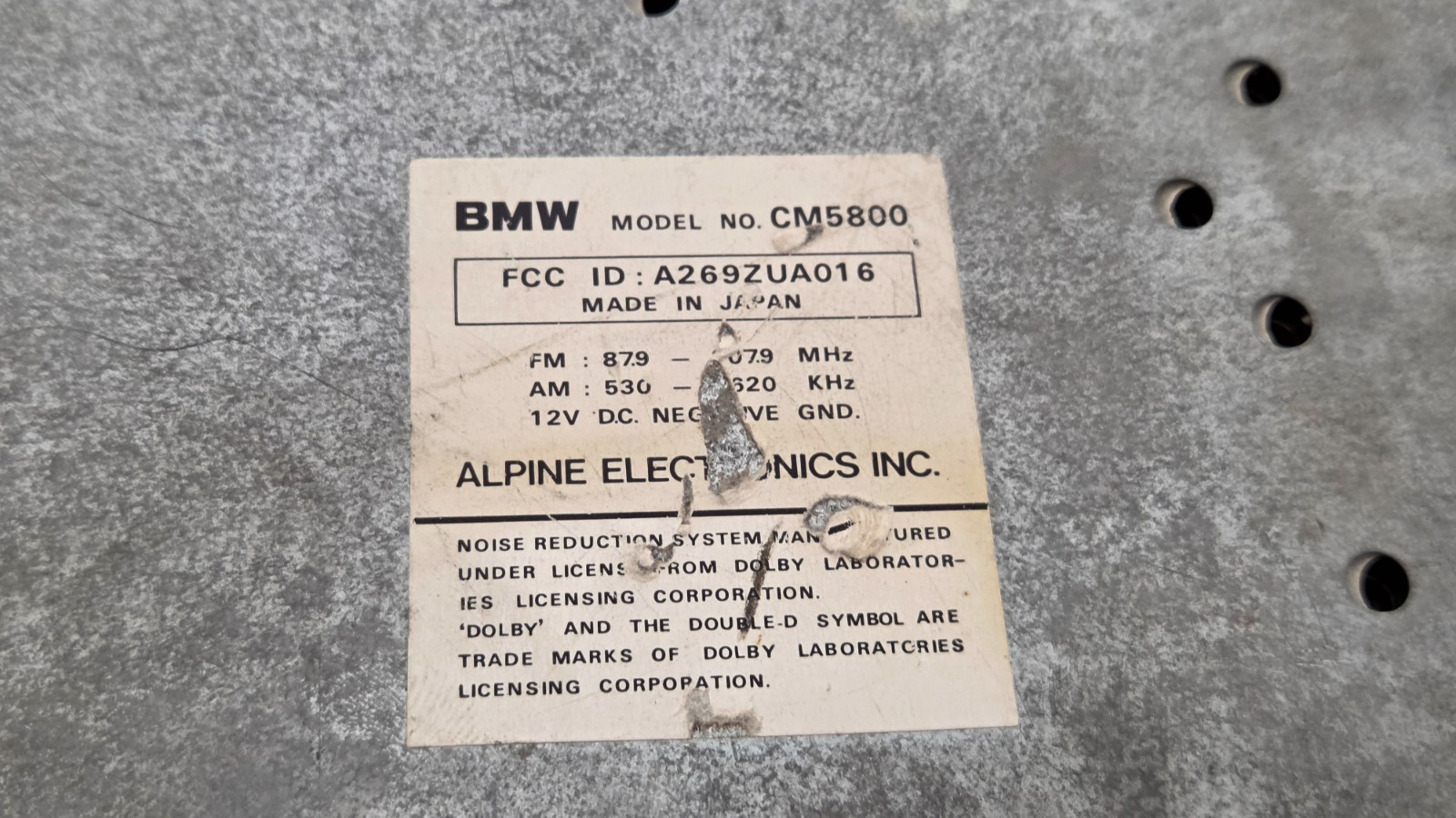 Vintage OEM BMW Cassette Tape Player FM/AM In-Dash Radio Car Stereo