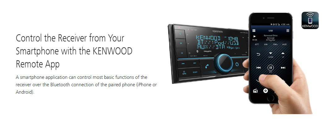 Kenwood DPX395MBT 2-Din Bluetooth AUX and USB Receiver (NO CDs)