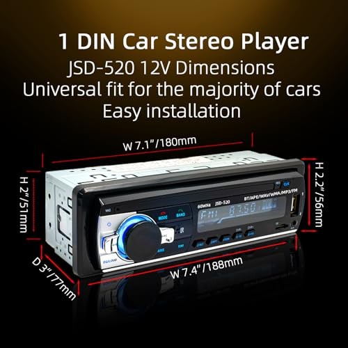 JSD-520 Car Stereo Audio Single Din Bluetooth Handsfree FM Radio Receiver USB