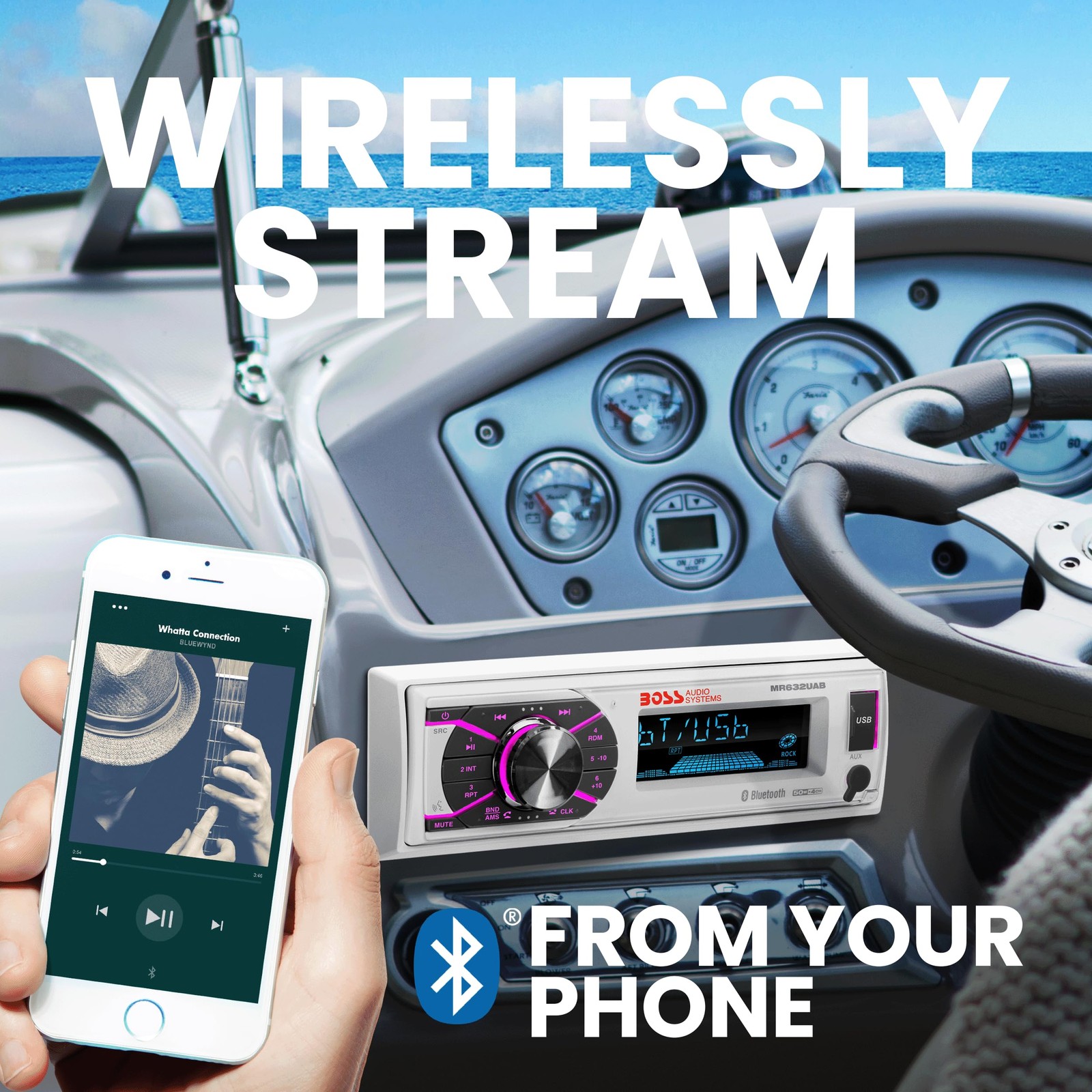 Boss Mr632uab Weatherproof Bluetooth Digital Media Player With Usb And Radio