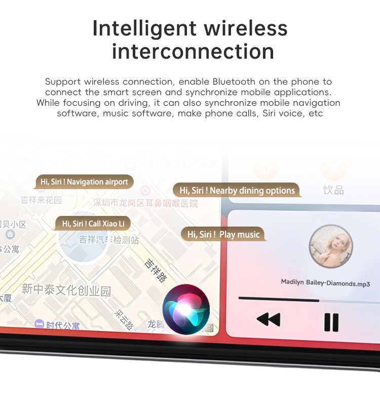 10.26″ Wireless CarPlay Android Auto Dash Screen 4K FM Touch Screen Radio