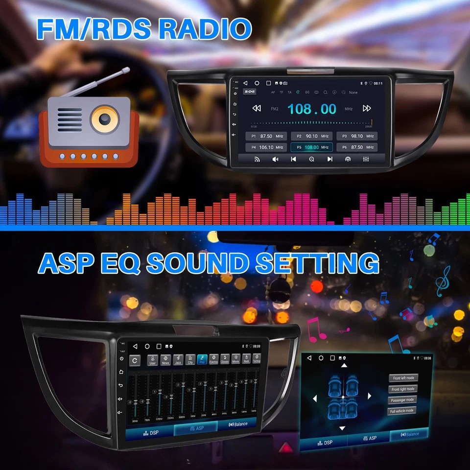 10” Android 15 Carplay Radio Stereo Navi For For Honda CRV 2012 2013 2014-2016