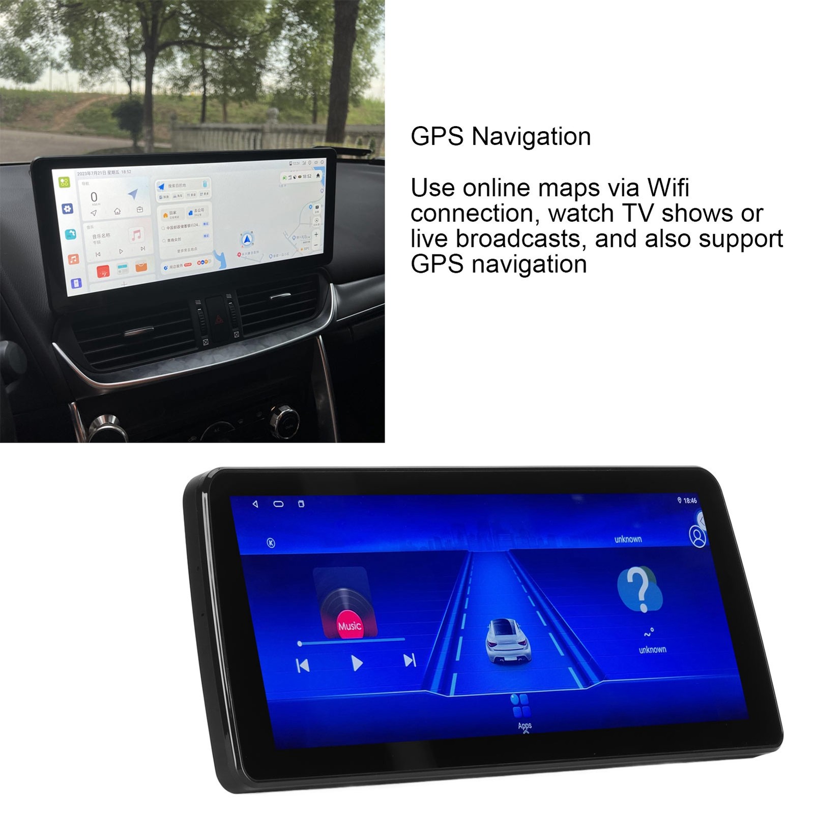 12.3in Wireless Car Stereo HD Touch Screen GPS Player For Vehicle CAGP